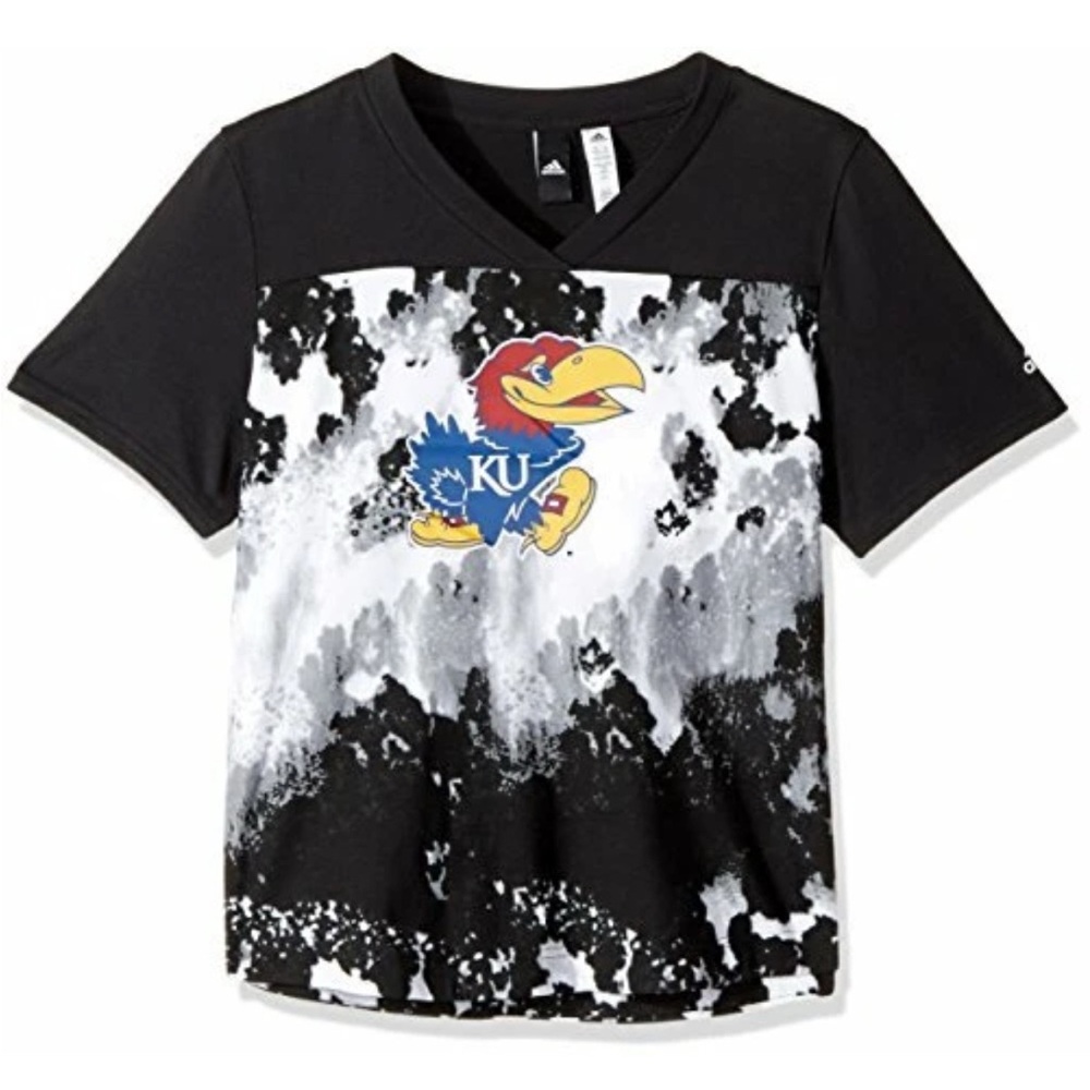NWT [adidas] Kansas Jayhawks NCAA Tie-Dye Graphic Short-Sleeve T-Shirt Women’s L